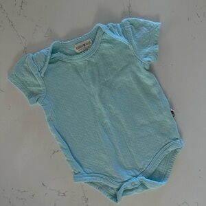 Rabbit + Bear Organic Light Blue Onesie, 6–9M, GUC